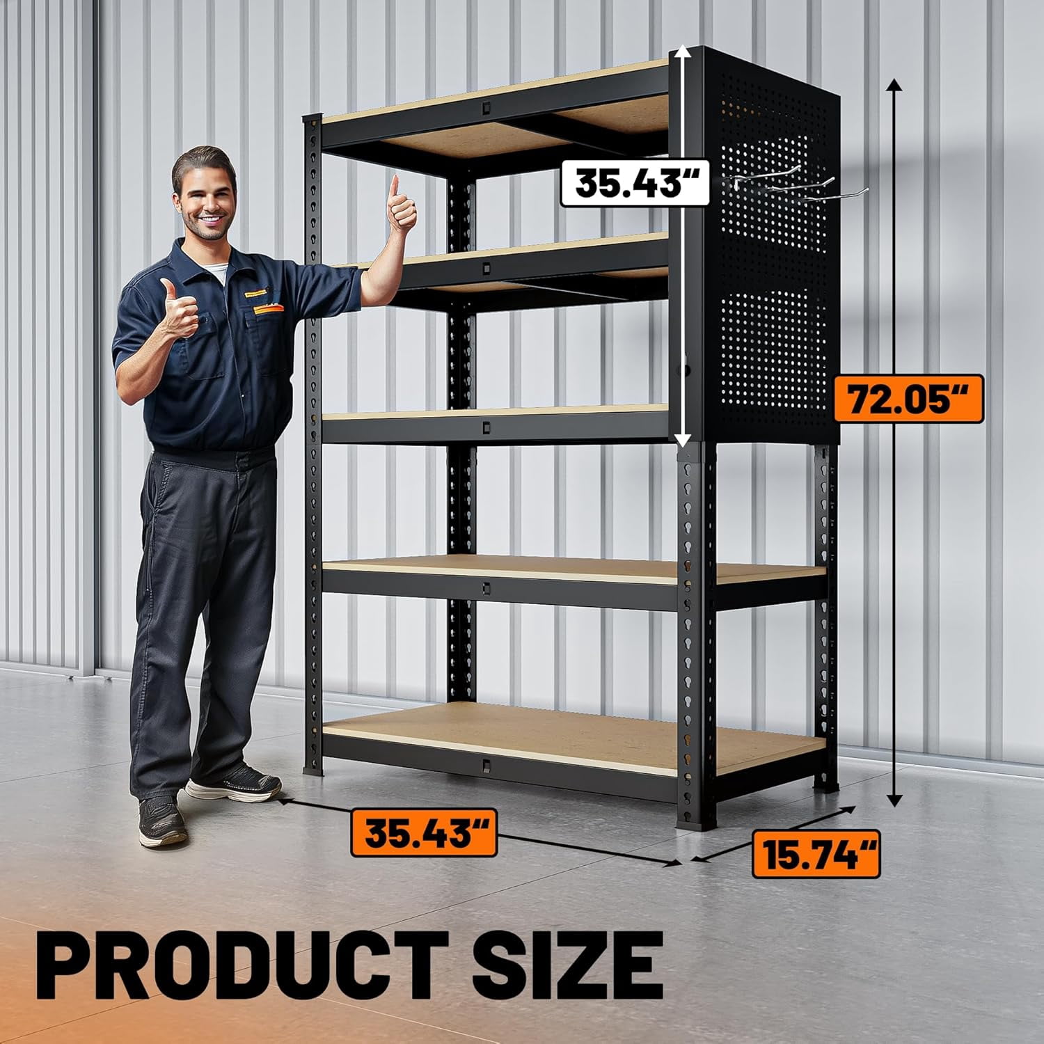 BolDuck 5 Tier Storage Shelves with Wheels, 1750lbs Capacity Heavy Duty Shelving