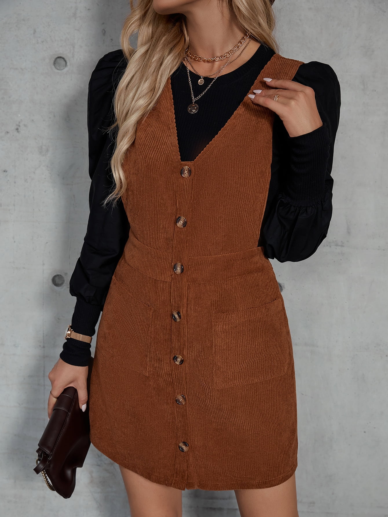 button front corduroy dress