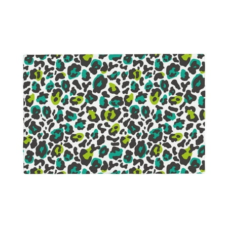 

Table Placemats Set of 4 - Green Leopard 12x18 In Faux Linen Double Heat Resistant Place Mats Cloth Indoor/Outdoor Placemats Washable Table Mats for Dining Kitchen Party
