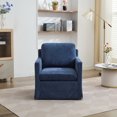 thumbnail image 2 of Swivel Accent Chair, Upholstered Skirted Swivel Chair with Removable Back Cushion,33 Inches Wide Comfy Arm Chair Modern Sofa Living Room Chair for Bedroom, Corner(Navy), 2 of 8