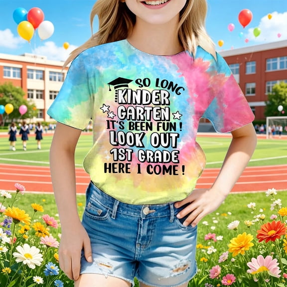 Kindergartner Pre-K Graduation T-Shirt for Boys Girls Graduate Squad Short Sleeve Tee 2026 Preschool Graduation Gift Tops(Light Blue,12-13 Years)