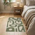 thumbnail image 3 of ODIKA 2'x3' Olive Green Cream Abstract Mid-Century Washable Accent Rug Retro Inspired Piquet Pattern with Modern Flair Pet Friendly, Bedside Mat for Bedroom, Nursery, RV, 3 of 7
