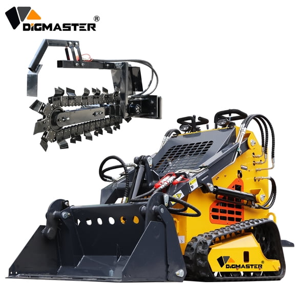 DigMaster 24HP Tracked Mini Skid Steer Loader Two-Cylinder Gasoline Engine & 4-in-1 Bucket for Landscaping Farm & Snow Removal EPA Certification