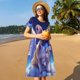 thumbnail image 4 of Easygdp Night Sky Winged French Bulldog para Vestido Transpirable de Mujer, Vestido Suelto de Manga Corta con Pliegues y Bolsillos para el Verano, 4 of 6