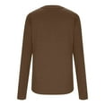 thumbnail image 5 of Htigea Mock Neck T-Shirts for Women Solid Color Long Sleeve Warm Tops Fall Winter Base Layer Shirts Brown S, 5 of 7