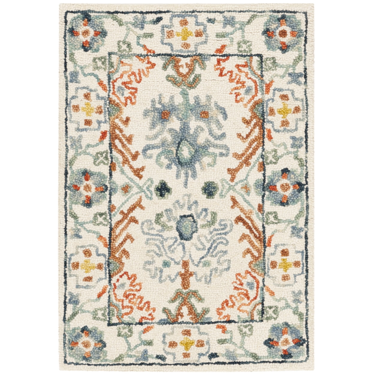 SAFAVIEH Aspen Brooks Southwestern Area Rug, Ivory/Blue, 5' x 5' Round