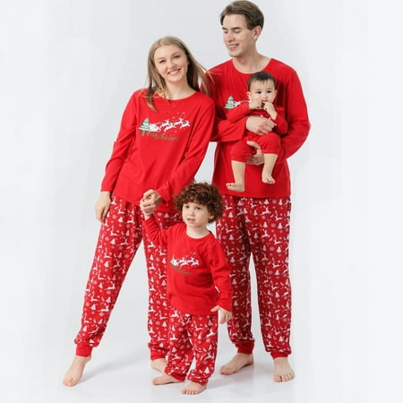 

New Pajamas Christmas Matching Pajamas Raglan Shirt And Pants Sleepwear Set