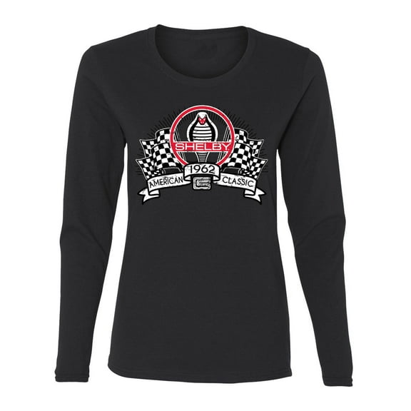 Wild Bobby Ford Shelby Vintage Checkered Flag Women Graphic Long Sleeve Tee