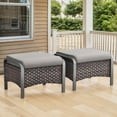 thumbnail image 2 of Bellefurn Outdoor Ottomans for Patio Set of 2,PE Wicker Steel Frame Outdoor Foot Rest with Removable Cushions for Patio Furniture Sets All Weather Rattan Footstool Ottoman for Balcony Backyard, 2 of 6