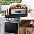 thumbnail image 2 of Wood Spice Rack Shelf for Kitchen Stove, 32.5" Waterproof Heat Insulation Stove Top Shelf, Wooden Countertop Spice Rack Organizer for Electric Stove and Gas Stove, Brown, 2 of 7