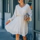 thumbnail image 3 of Vestido Casual De Manga Larga Para Mujer, Puño Elástico Con Estampado De Puntos, Cuello En V, Vestido De Manga Larga, Tul, Estilo De Línea, Con Volantes Para Vacaciones Para ANGGREK Albaricoque L, 3 of 6
