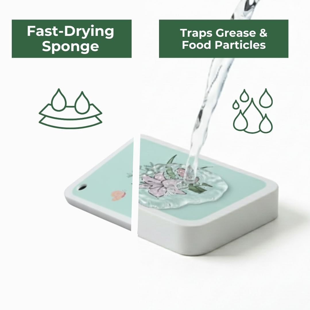 Multi-Color Kitchen Cleaning Sponges – Set of 3, Plastic-Free, Non-Scratch Dish Sponges