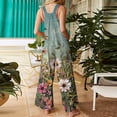 thumbnail image 6 of Women's Floral Print Overalls - Adjustable Straps Sleeveless Cotton Romper with Pockets for Summer Casual ,Army Green,L, 6 of 7