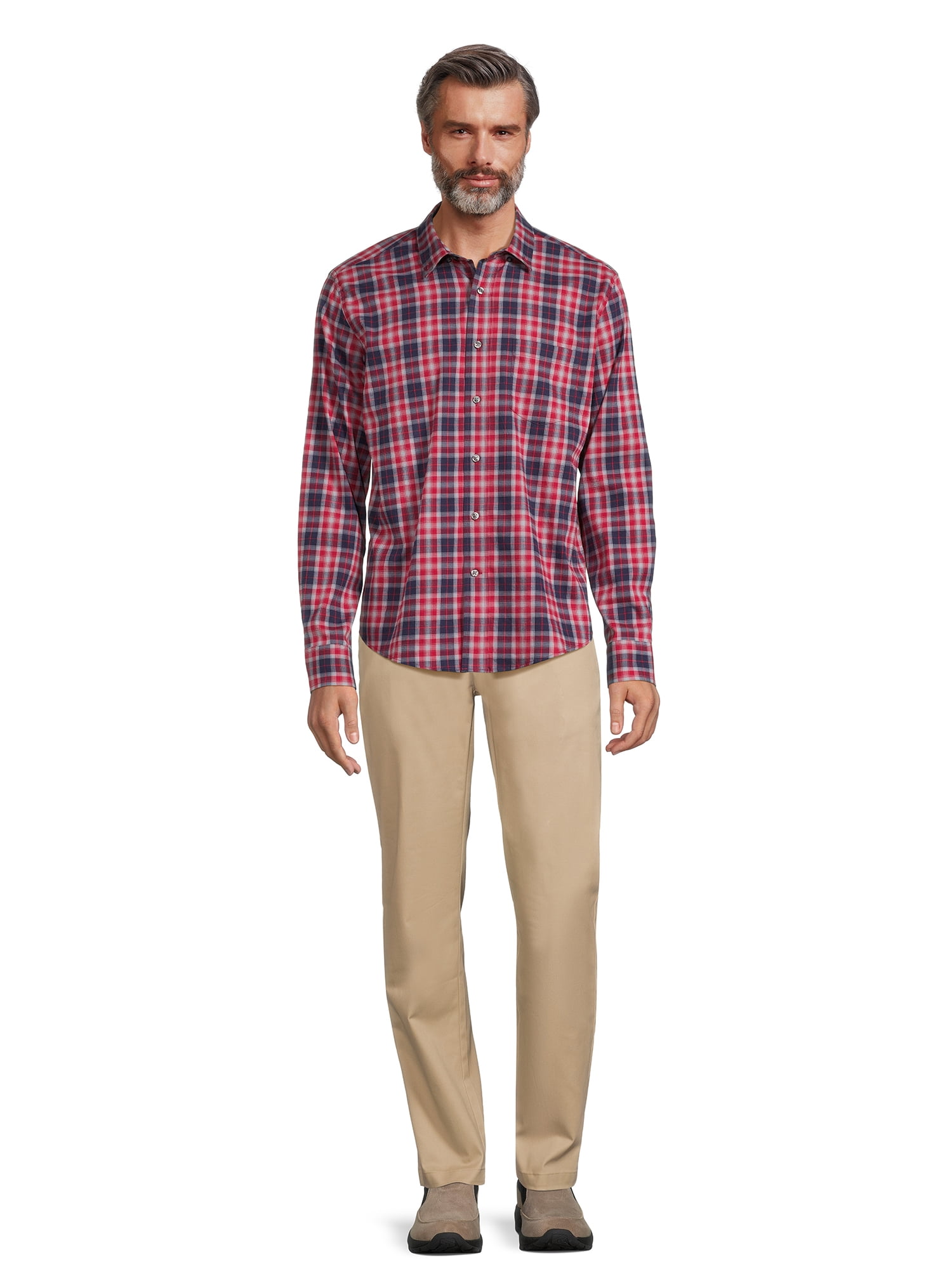 George Men's Long Sleeve Poplin Button-Up Shirt