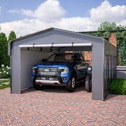 LZBEITEM 13x20 Ft Outdoor Heavy Duty Metal Carport with 4 Sidewalls & Galvanized Steel Roof for Cars, Boats, and Truck