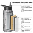 thumbnail image 2 of 18oz Triple Layer Insulated Stripes Themed Water Bottle with Straw, Stainless Steel Metal Bottle, Leak Proof Lids for Travel, Sports, Gym Unisex Design, 2 of 6