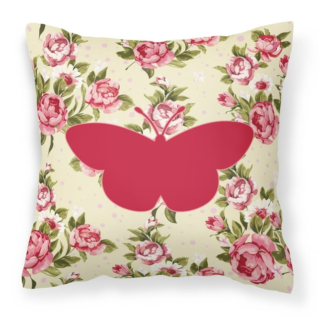 Caroline's Treasures BB1044-RS-YW-PW1414 Papillon Shabby Chic Jaune Roses Oreiller 14 x 14 Multicolore