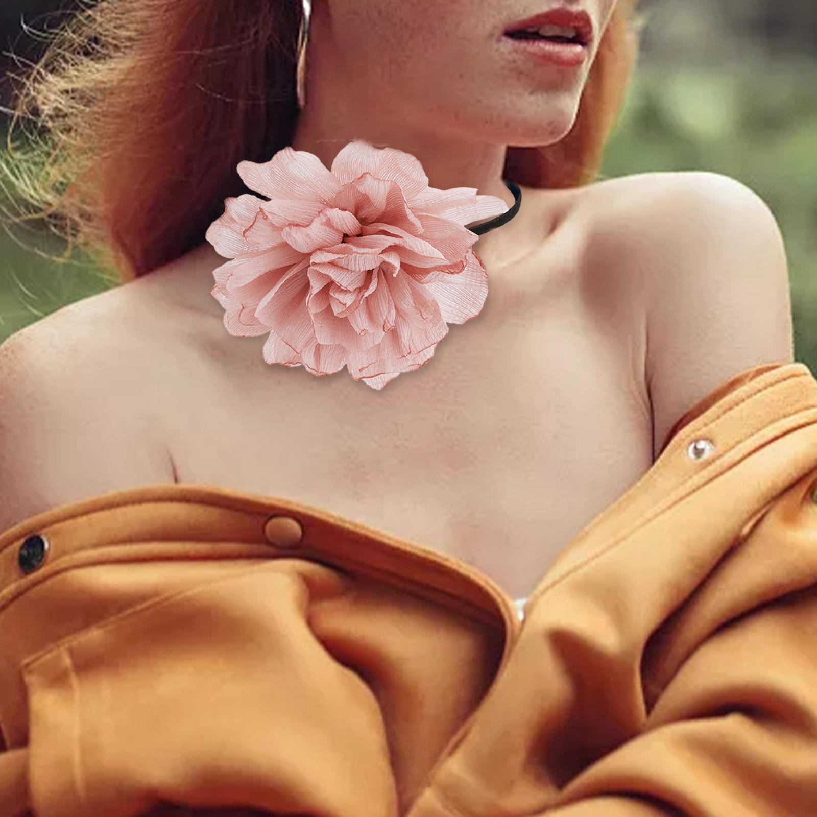 Flower Choker Necklace Big Flower Choker Stylish Girls Neck Flower