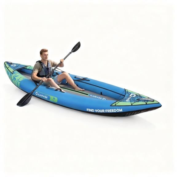 Garvee Inflatable Kayak Set for 1 Person, 118 x 36 x 16", Blue