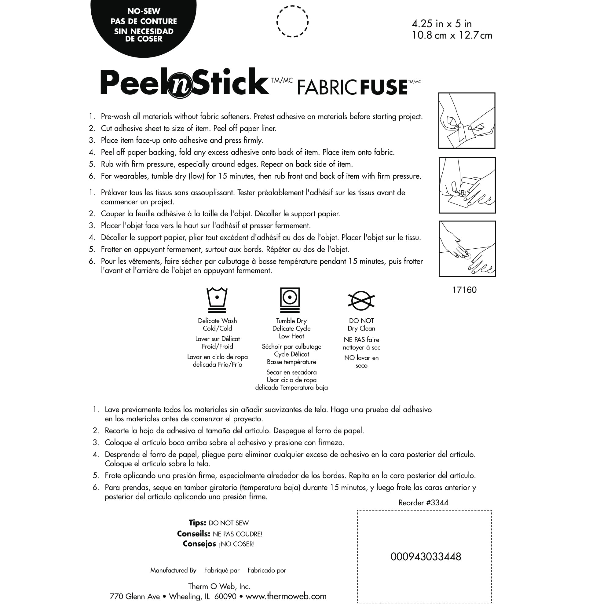 Peel'n Stick Fabric Fuse Sheets 4.25 X 5 Sheets Thermoweb 3344, Fabric Fuse