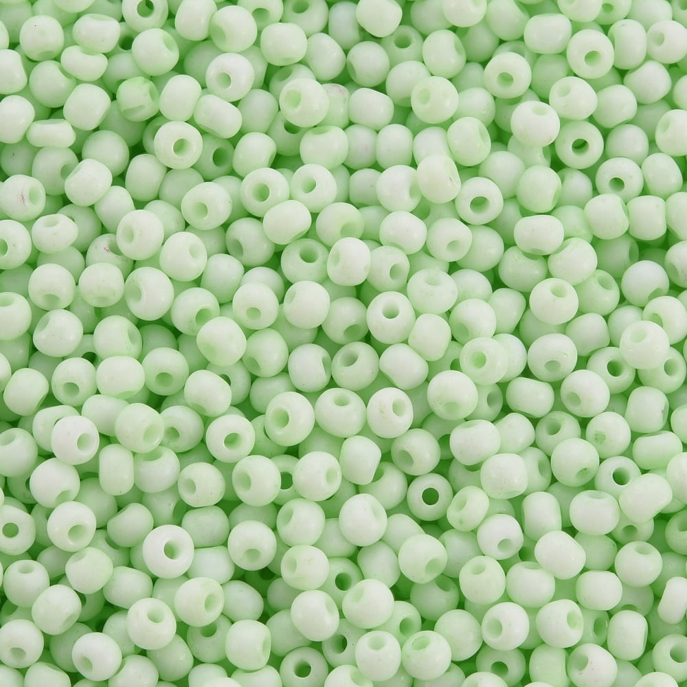 8/0 Opaque Glass Seed Beads Round Hole Frosted Colours Round Light Green 3-4x2-3mm Hole: 0.8mm 15000pcs/Pound