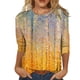 thumbnail image 1 of Moda mujer cuello redondo 3/4 manga camiseta otoño estampado blusa Tops sudadera Fridja  czfsfas1809, 1 of 4