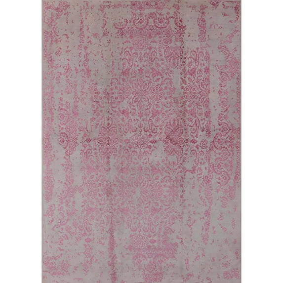 Ahgly Company Machine Washable Indoor Rectangle Industrial Modern Purple Pink Area Rugs, 3' x 5'
