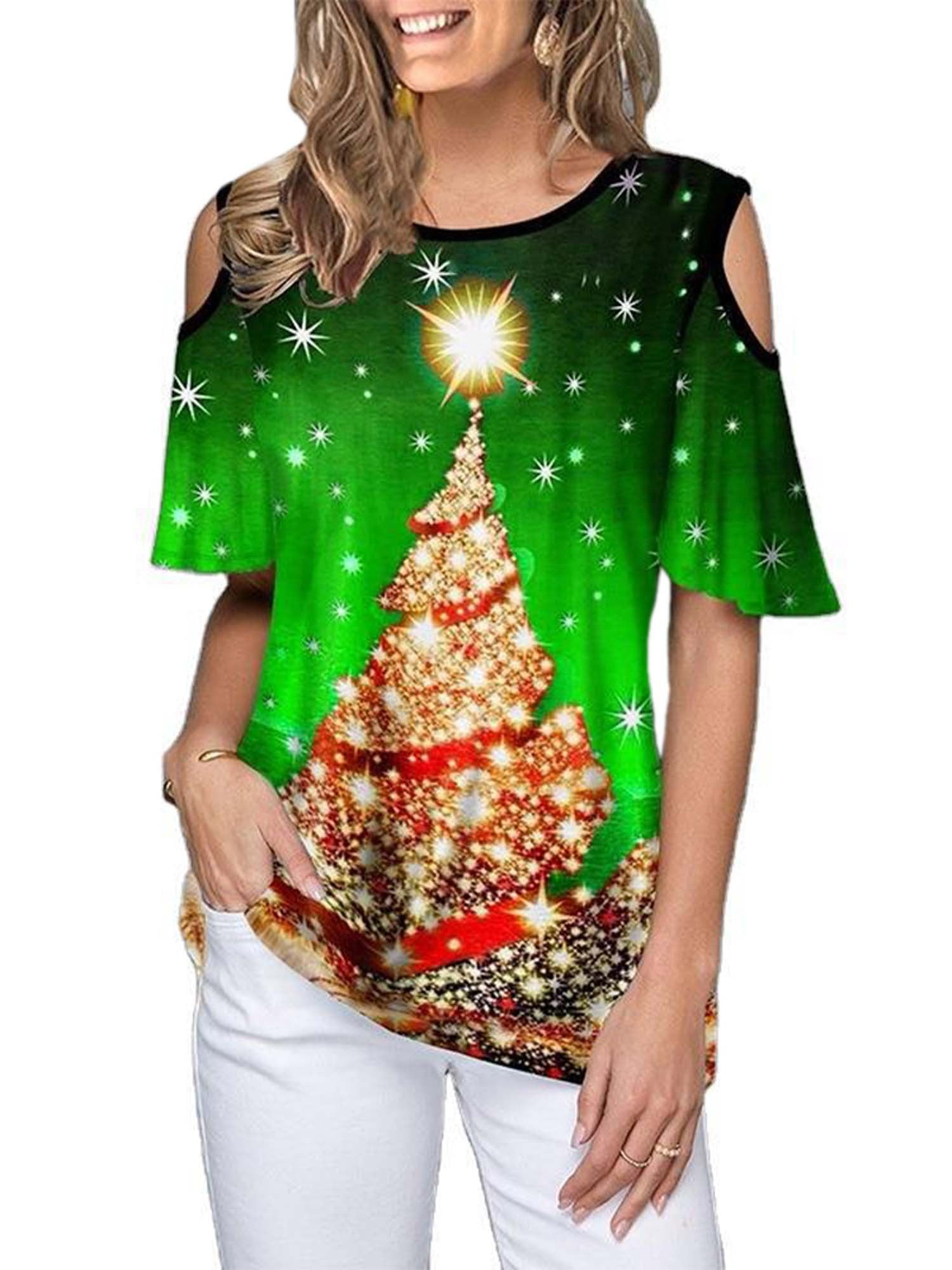 cold shoulder xmas tops