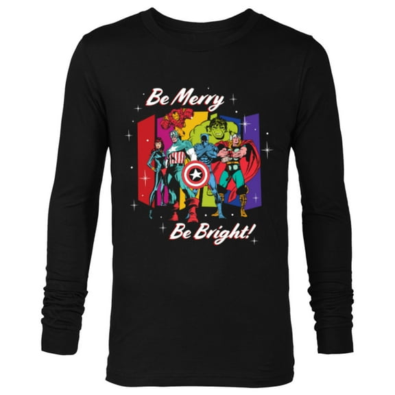 Marvel Avengers Be Merry Be Bright Retro Holiday Christmas - Long Sleeve T-Shirt for Men - Customized-Black