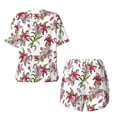 thumbnail image 5 of Kdxio Lilies Flowers Print Pajamas Sets for Women Short-Sleeved Pjs with Lounge Shorts Two Piece Sleepwear S-4XL, 5 of 9