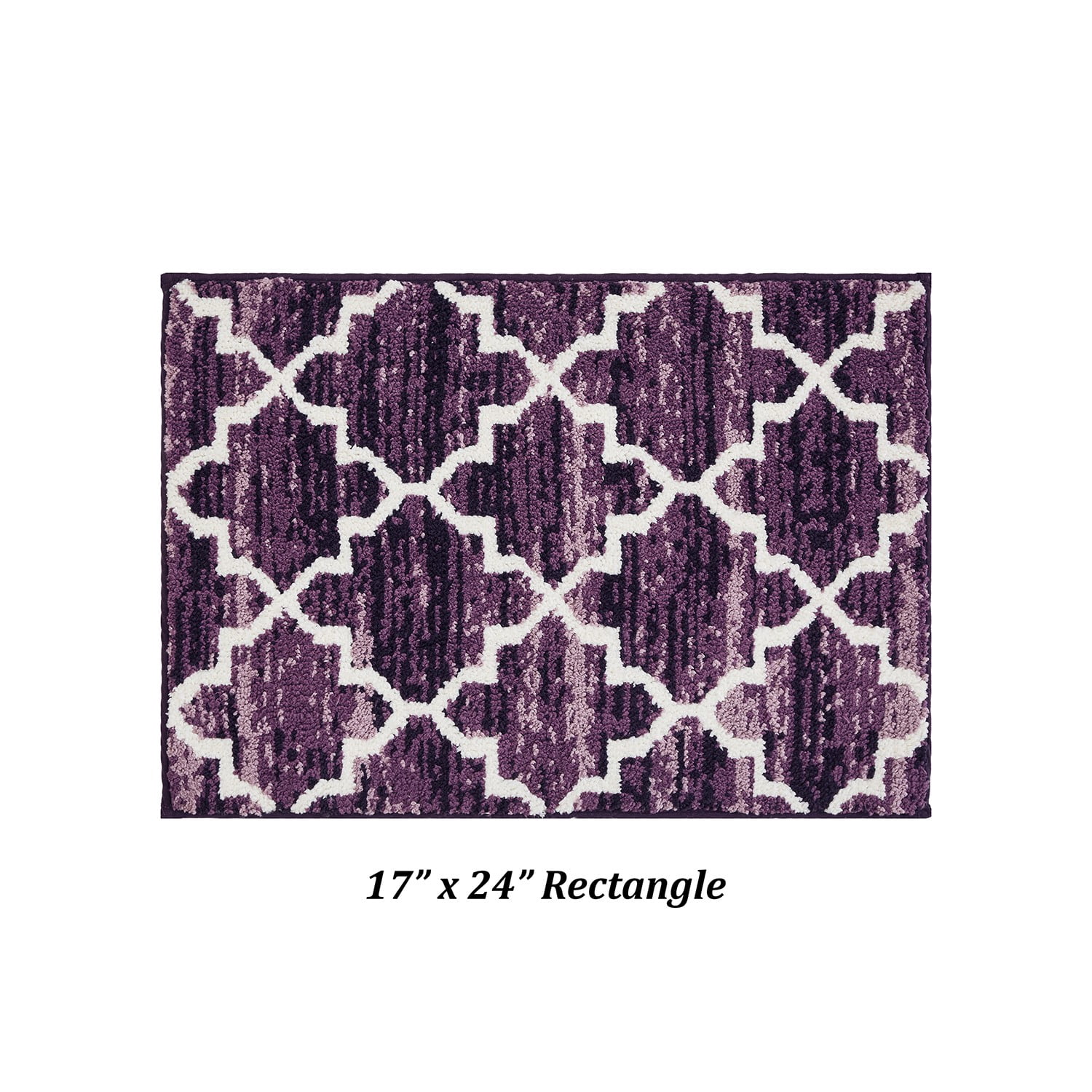 Better Trends 17" x 24" Bathroom Rug, 100% Cotton, Soft, Water Absorbent, Non-Slip Bath Mat, Machine Washable, Rugs for Bathroom, Shower, Tub – Savio Collection - Purple