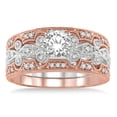 thumbnail image 2 of 1.00 Carat Vintage Trio Bridal Set Engagement Ring with Princess Diamond in 10k White and Rose Gold, 2 of 3