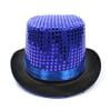 Sparkly Sequin Top Hat for Unisex,Glittery Magician Party Hat with Black Satin Band for Halloween Dress Up Royal Blue