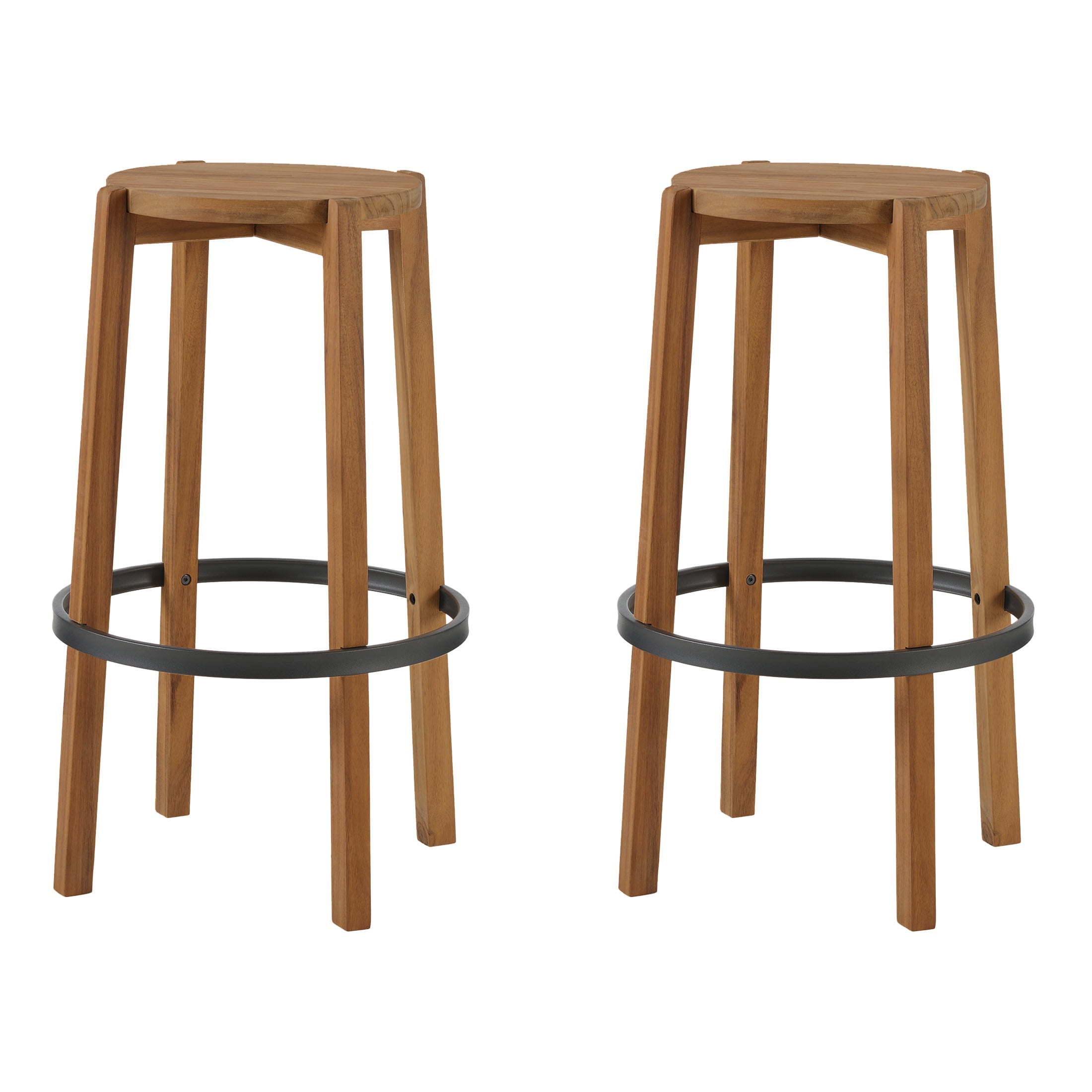 Mainstays 2-Pack Modern Wood Backless Indoor Barstool with Black Foot Ring, 29"H