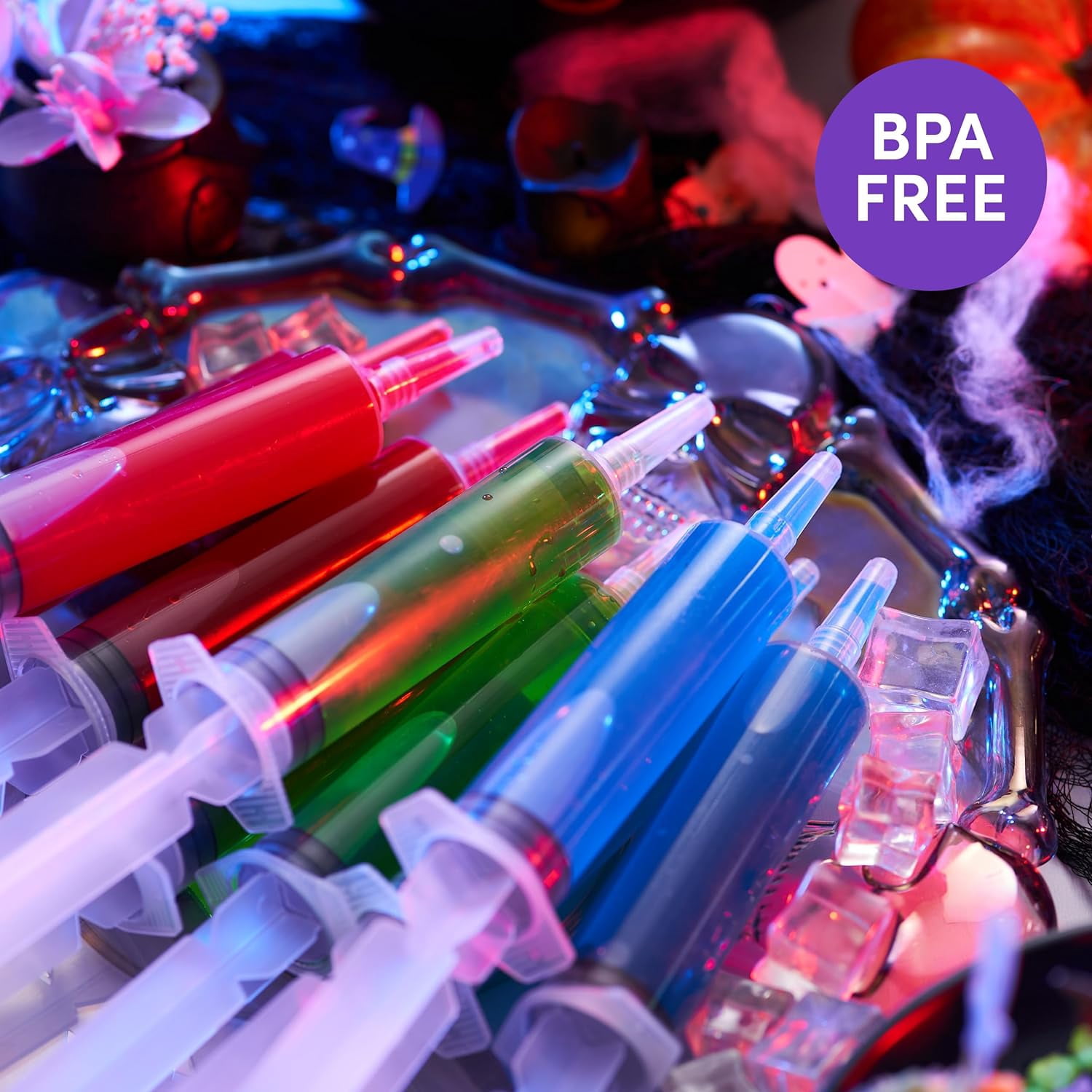 The Twiddlers 50 Pack Jumbo Jello Shot Syringes with Caps/Lids (2oz) for Party, BPA Free, Reusable