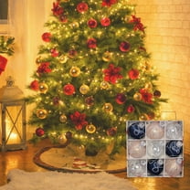 Xmas Ornaments Christmas Ball Ornaments Set-80mm/3.15" Blue And White Large Shatterproof Pastic Farmhouse Xmas Tree Decoration Delicate Hanging Ornaments (9 Counts,Blue And White)