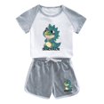 thumbnail image 2 of ATOGUTA Size 1-12 Years Boys Toddler Clothes Kids Short Sleeve Top T-Shirt & Shorts Dinosaur Clothing Sets Gray, 2 of 5