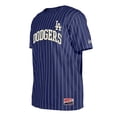 thumbnail image 2 of Men's New Era Royal Los Angeles Dodgers Throwback Pinstripe T-Shirt, 2 of 5