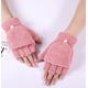thumbnail image 1 of 1 par de guantes de terciopelo coral de medio dedo, guantes de punto convertibles sin dedos, mitones gruesos, elásticos y cálidos para invierno en tamaño común para mujeres y hombres, 1 of 4