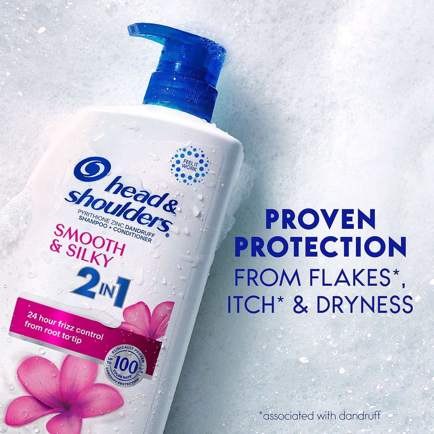 Head and Shoulders 2-in-1 Dandruff Shampoo and Conditioner, Smooth and Silky, Paraben Free, 40 oz.