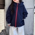 thumbnail image 5 of Xyant Boys Girls Waterproof Jacket Toddler Kids Lightweight Windbreaker Raincoat Sports Hooded Outerwear Cycling Hiking Gear Running (Navy,2-3 Years), 5 of 5