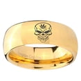 thumbnail image 2 of Skull Leaf 8MM Dome Gold Plated Tungsten Men Ring, 2 of 2