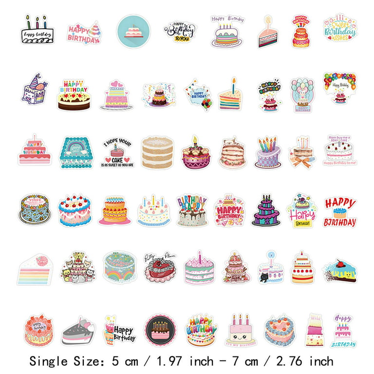 53PCS Happy Birthday Stickers Birthday Party Stickers For Kids Adults Party  School Supplies Calendar Birthday Card 