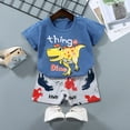 thumbnail image 2 of NIEWTR Toddler Baby Boy Girls Golf Outfit Cartoon Print T Shirts Top Plaid Shorts Set 2Pcs BirthdayDinosaur Summer Clothes Children's Gift Pajamas & Dailywear Set (Blue,3-6 Months), 2 of 3