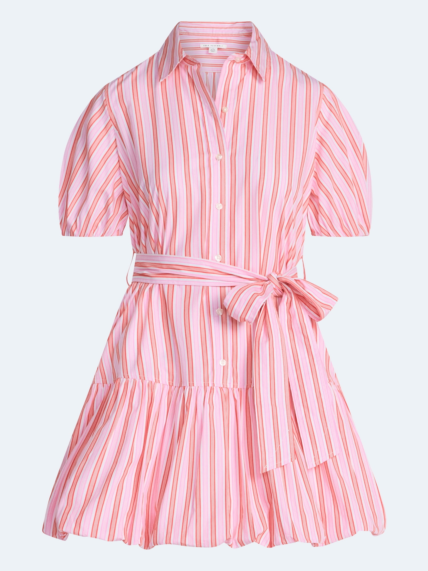 Free Assembly Women's and Women's Plus Cotton Mini Dress with Puff Sleeves, Sizes XS-4X