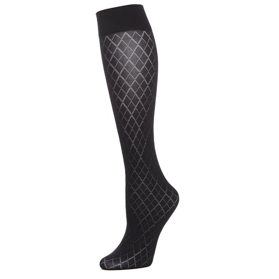 MeMoi Women's Diamond Argyle-Patterned Knee High Trouser Sock - Womens - Female, One Size, Black