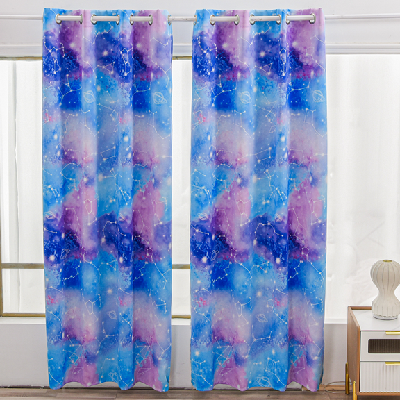 Btargot Tie Dye Constellation Blackout Curtains Set of 2 for Kids Girls Room Galaxy Ombre Grommet Thermal Insulated Room Darkening Drapes 52 x 84 inch Blue Purple