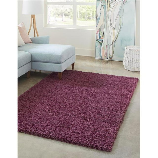 Unique Loom 3136698 8 x 10 ft. Solid Shag Rectangular Rug, Eggplant Purple