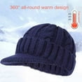 thumbnail image 3 of sunsanly Mid-aged Men Winter Knitted Hat Stretchy Short Brim Thickened Twisted Texture Solid Color Ear Protection Warm Daily Wear Cap Outdoor Headwear, 3 of 7