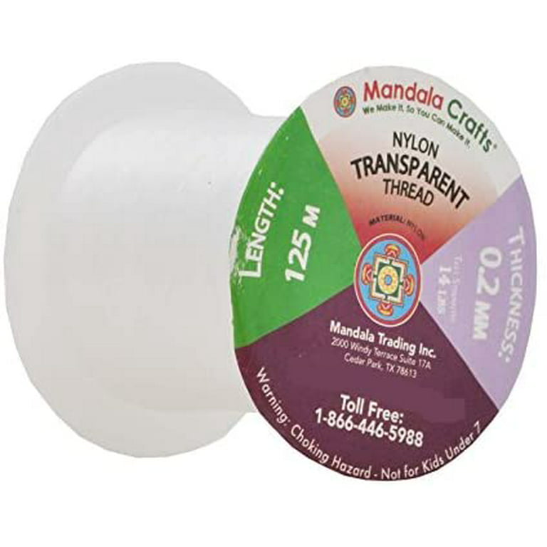 Mandala Crafts Clear Invisible Thread, Nylon Monofilament Line for Quilting, Sewing, Hanging, Seed Beading, Hair Weaving (0.5MM,104 meters)